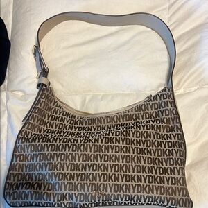 DKNY Brown Monogram Shoulder Bag